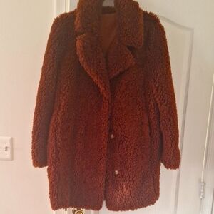 Cozy Brown Faux Fur Coat, Never Worn!
